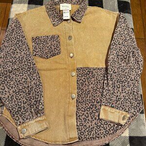 Hyfve Tan and Cheetah Print Denim Women's Jacket